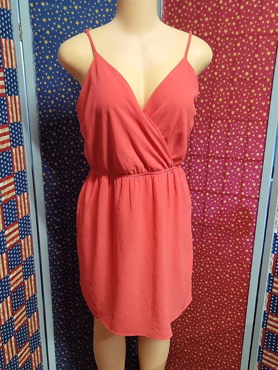 Dresses & Skirts - Coral Wrap Front Spaghetti Strap Dress